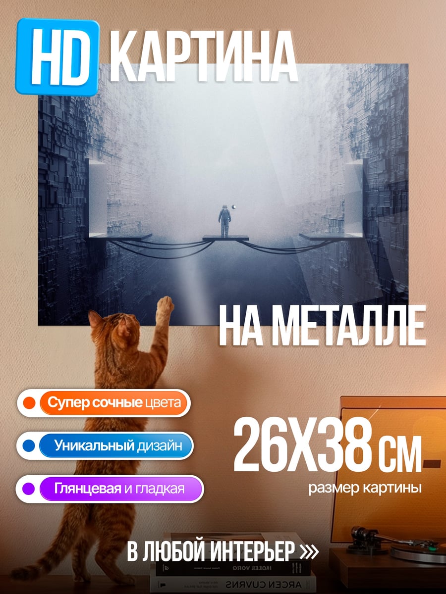Картина на металле Одинокий космонавт