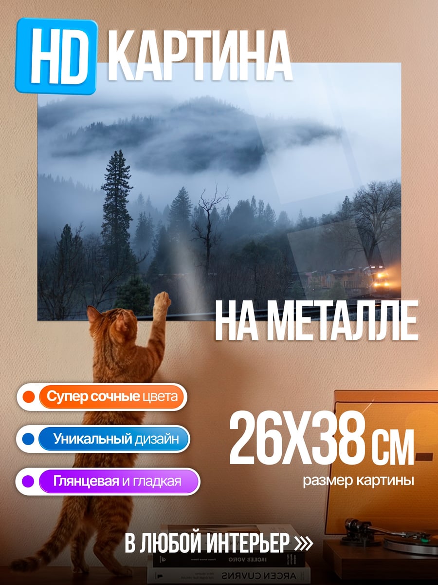 Картина на металле Туманный лес