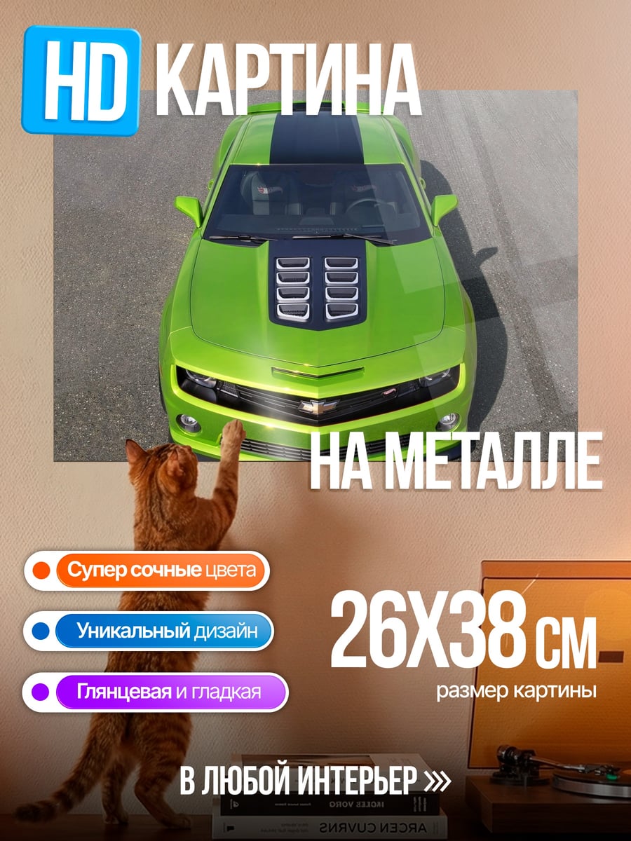 Картина на металле Зеленый Камаро