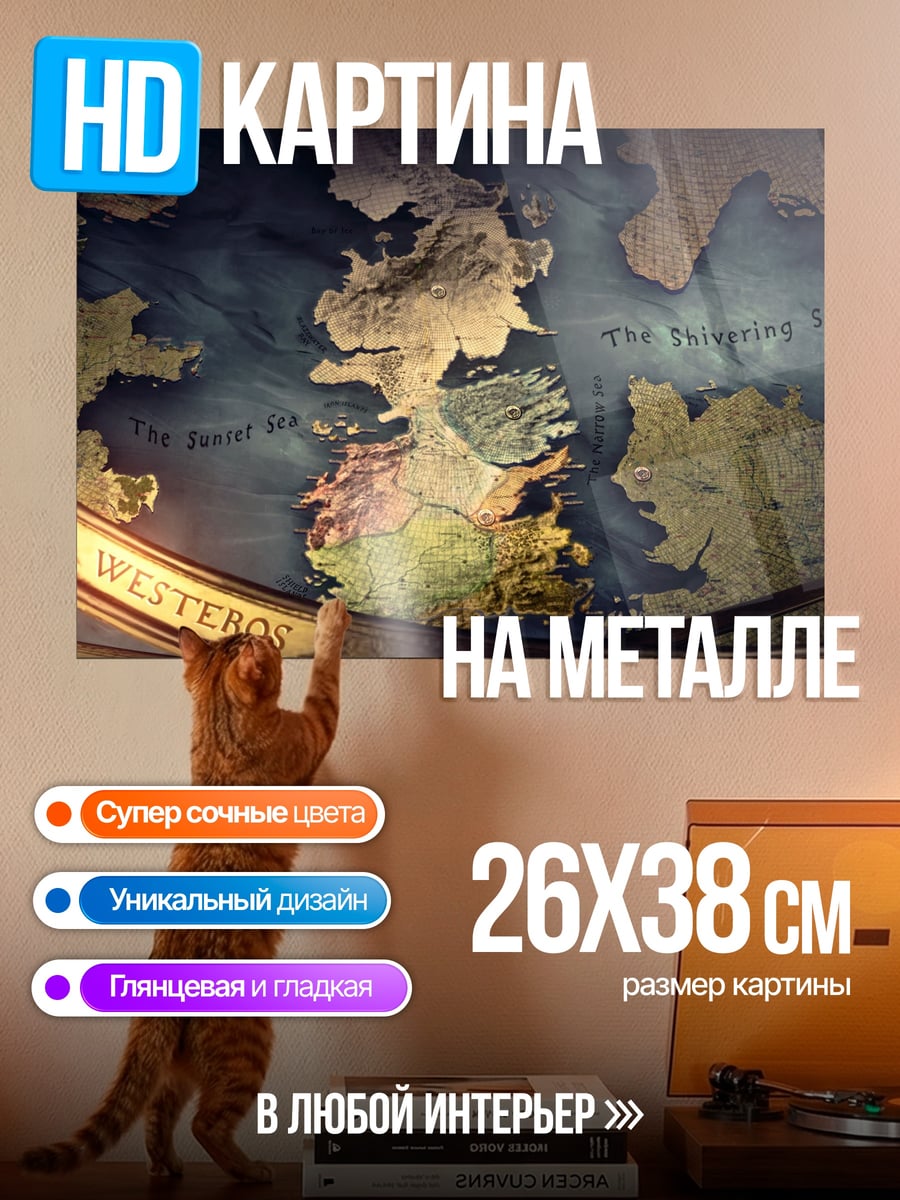 Картина на металле Карта Вестероса