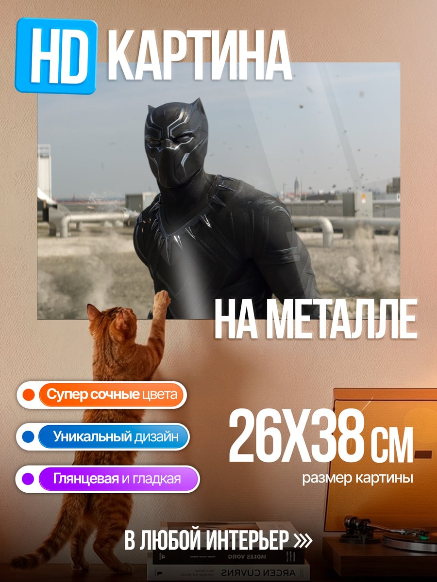 Картина на металле Черная пантера на крыше