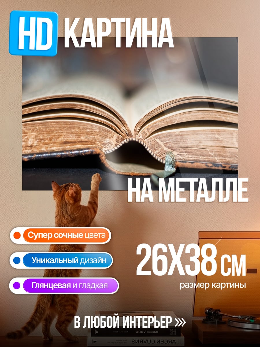 Картина на металле Старинная книга открыта