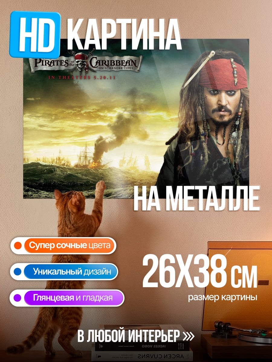 Картина на металле Джек Воробей пират