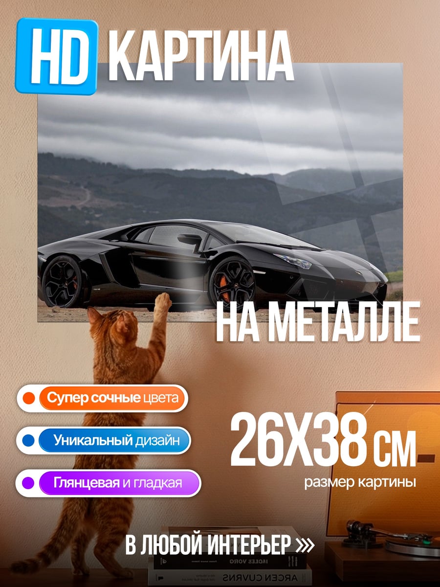 Картина на металле черный спорткар