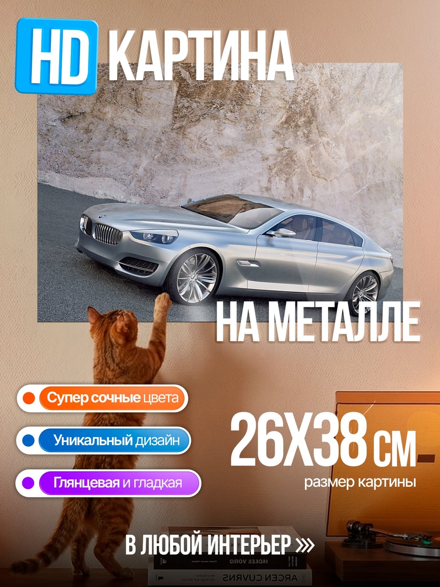 Картина на металле Серебристый спорткар