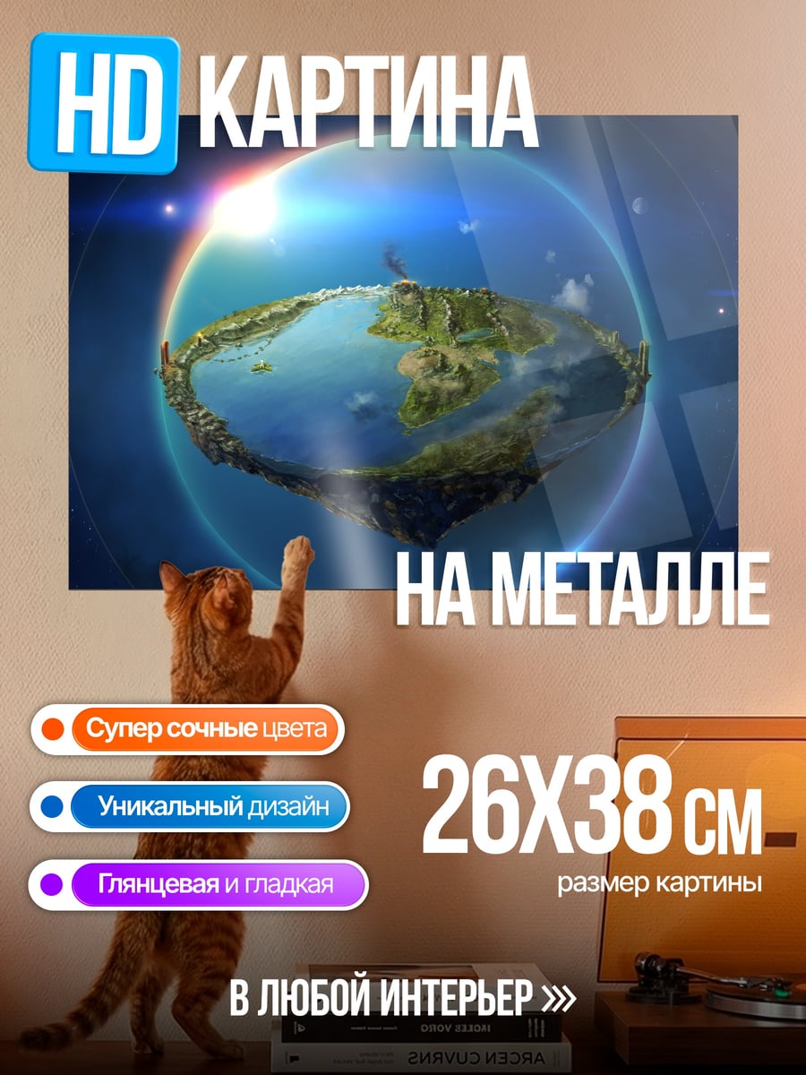 Картина на металле Плоская Земля