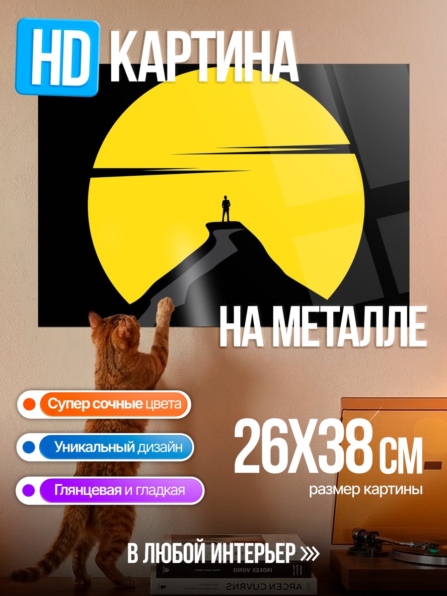 Картина на металле Человек на закате