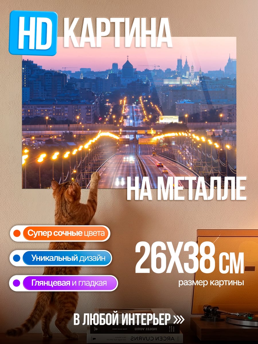 Картина на металле Ночной город