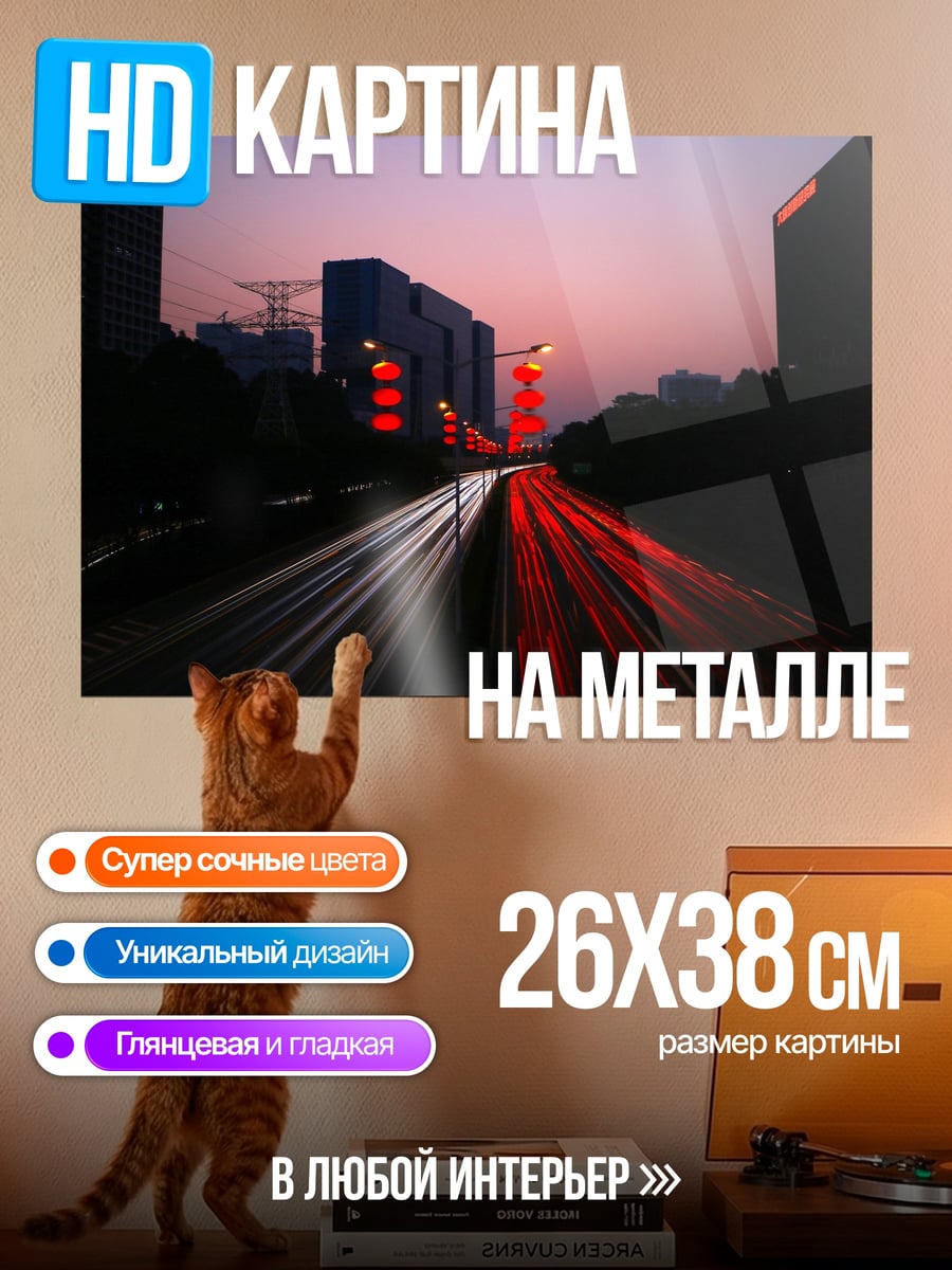 Картина на металле Ночной город
