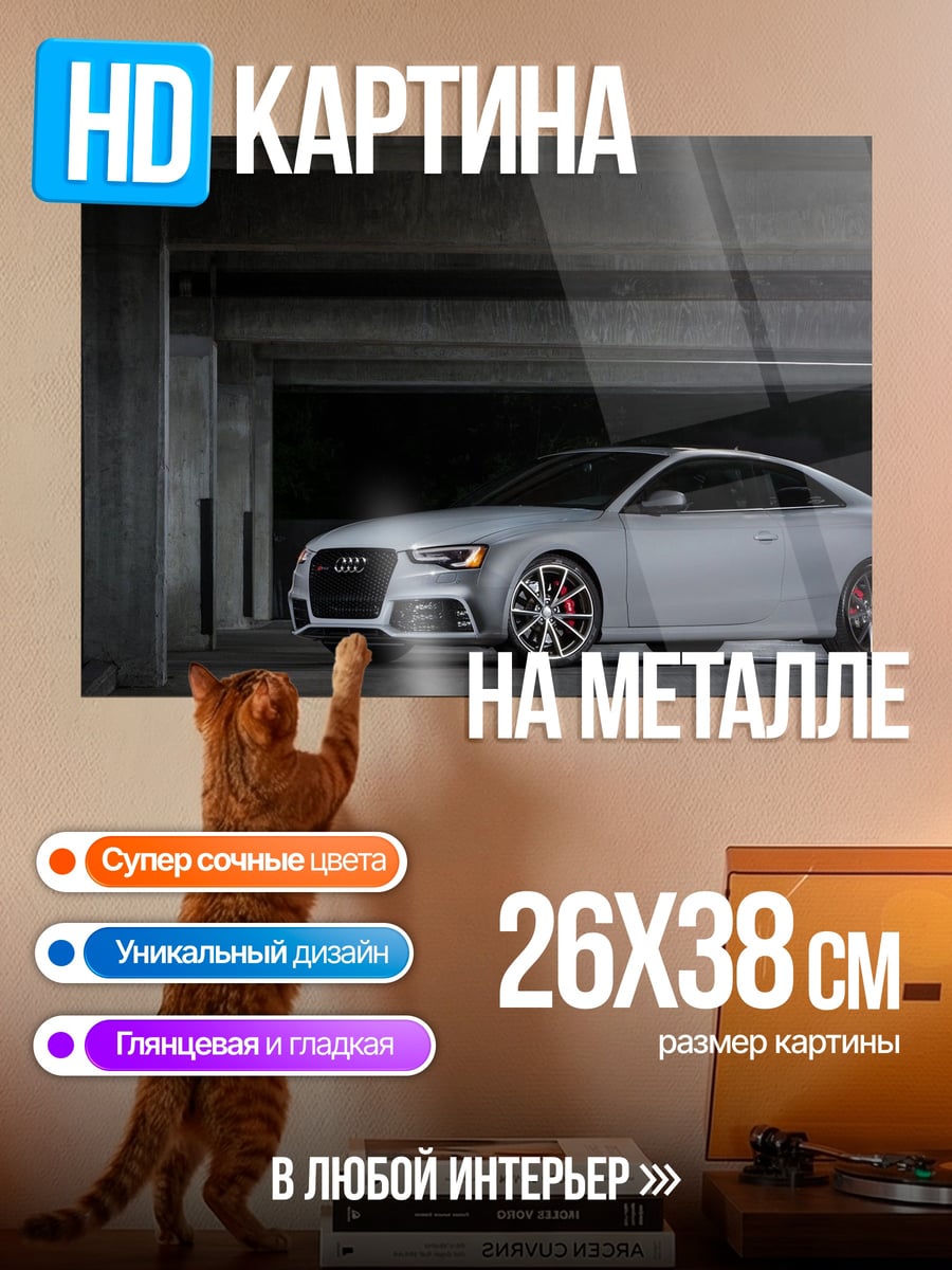 Картина на металле серый спорткар Audi