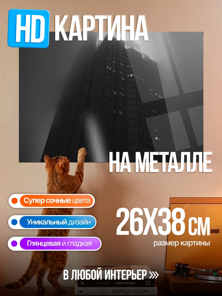 Картина на металле Туманное здание