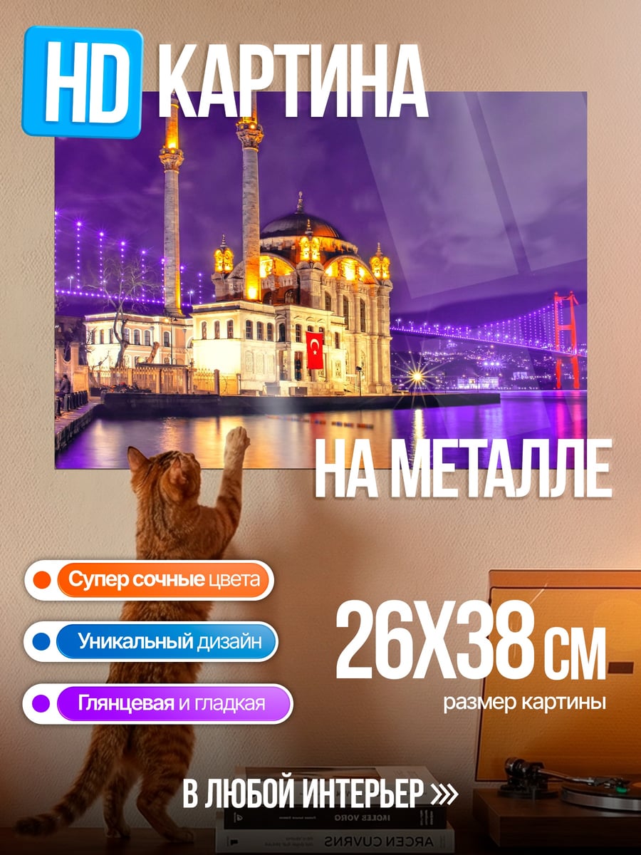 Картина на металле стамбульская мечеть ночью