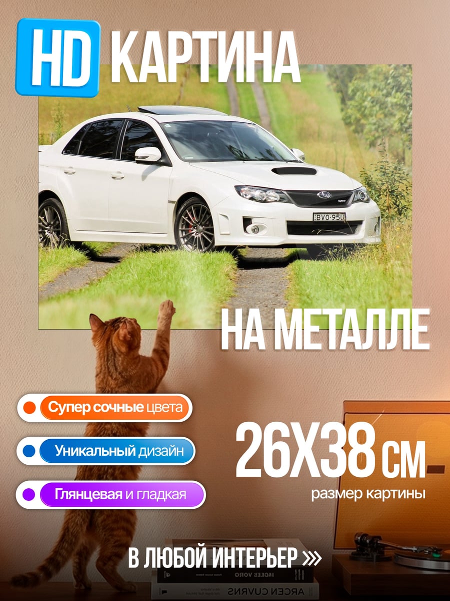 Картина на металле белый спортивный автомобиль