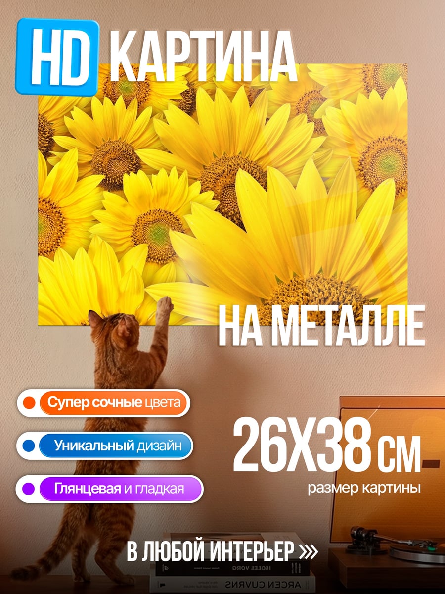 Картина на металле Поле подсолнухов