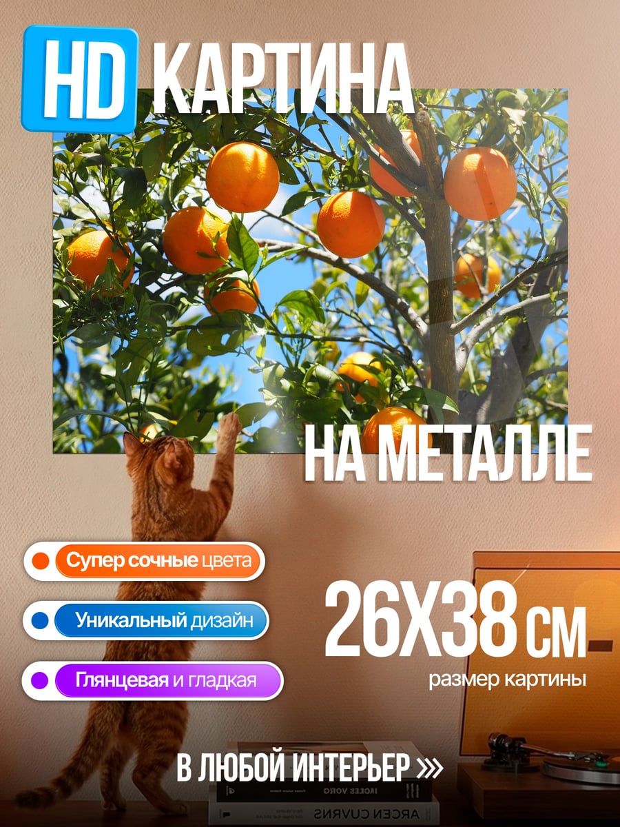 Картина на металле апельсиновое дерево