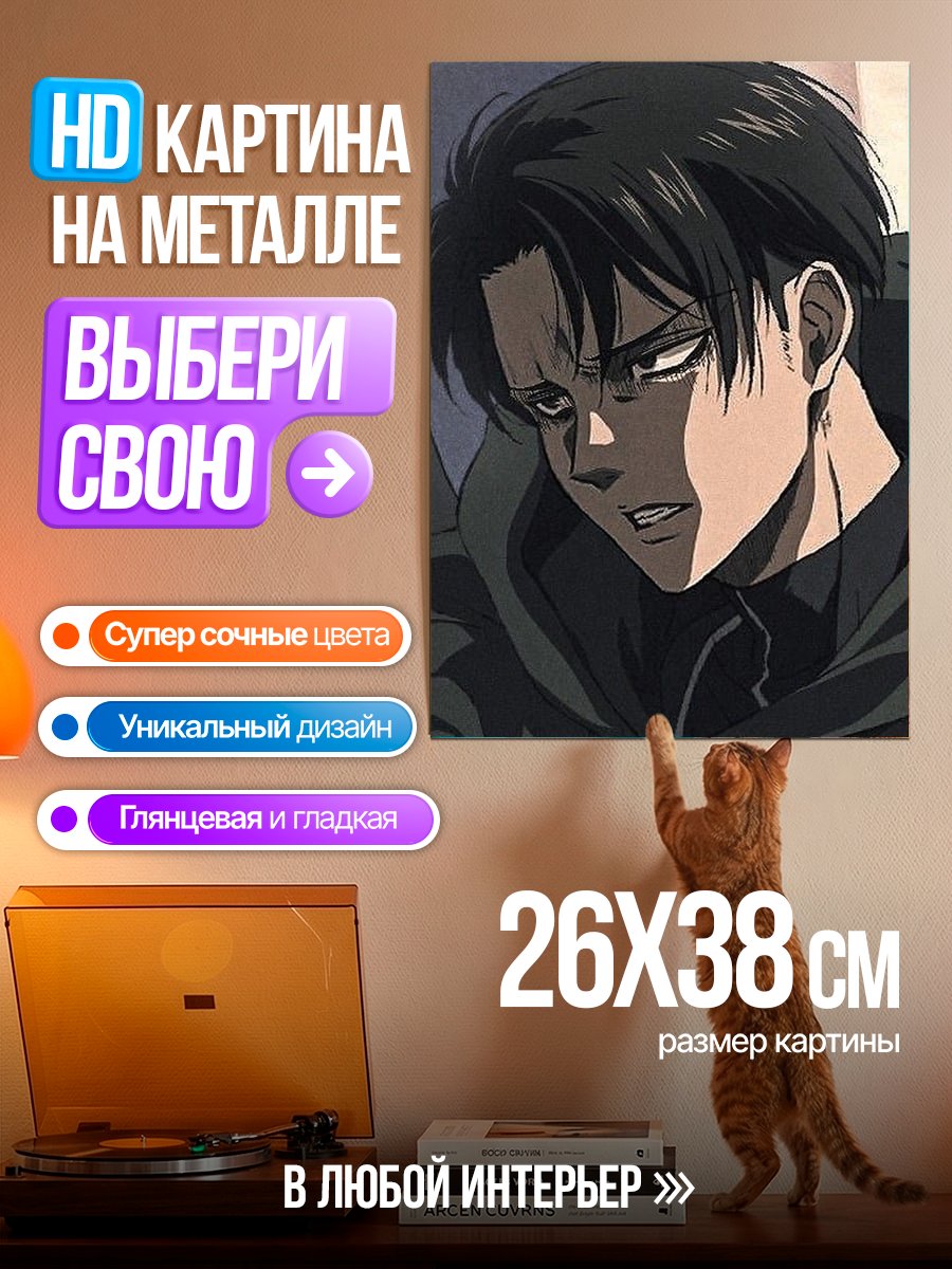 Картина на металле Леви Аккерман грустный
