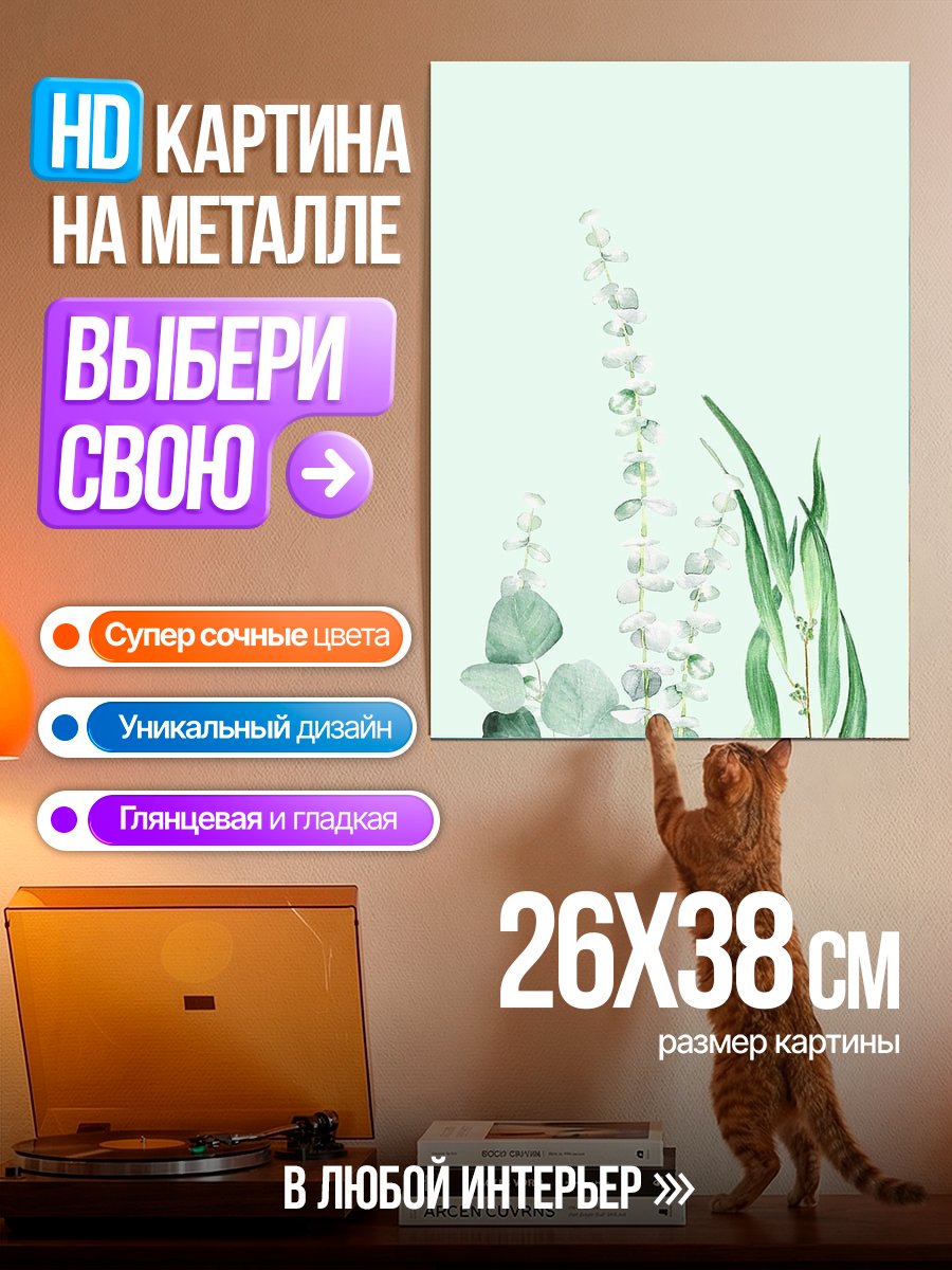 Картина на металле Ветка эвкалипта