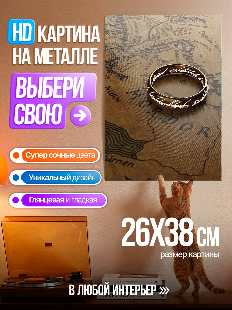 Картина на металле Кольцо на карте