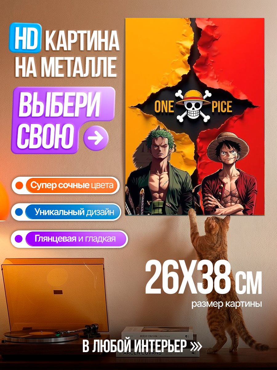 Картина на металле Зоро и Луффи