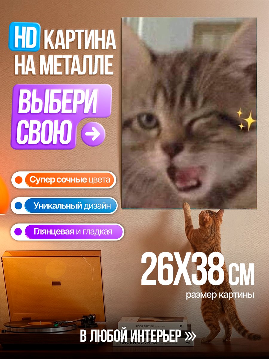 Картина на металле Улыбающийся котенок