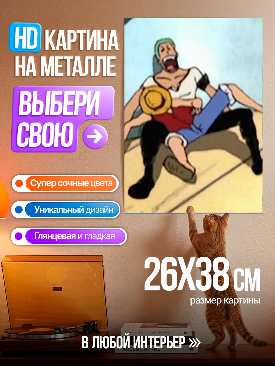 Картина на металле Зоро и Луффи отдых