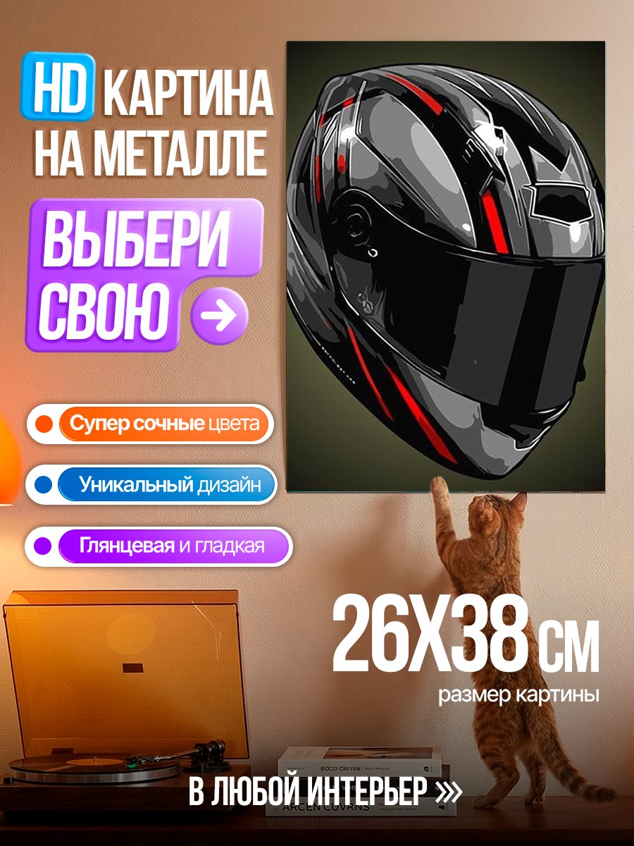 Картина на металле Мотоциклетный шлем