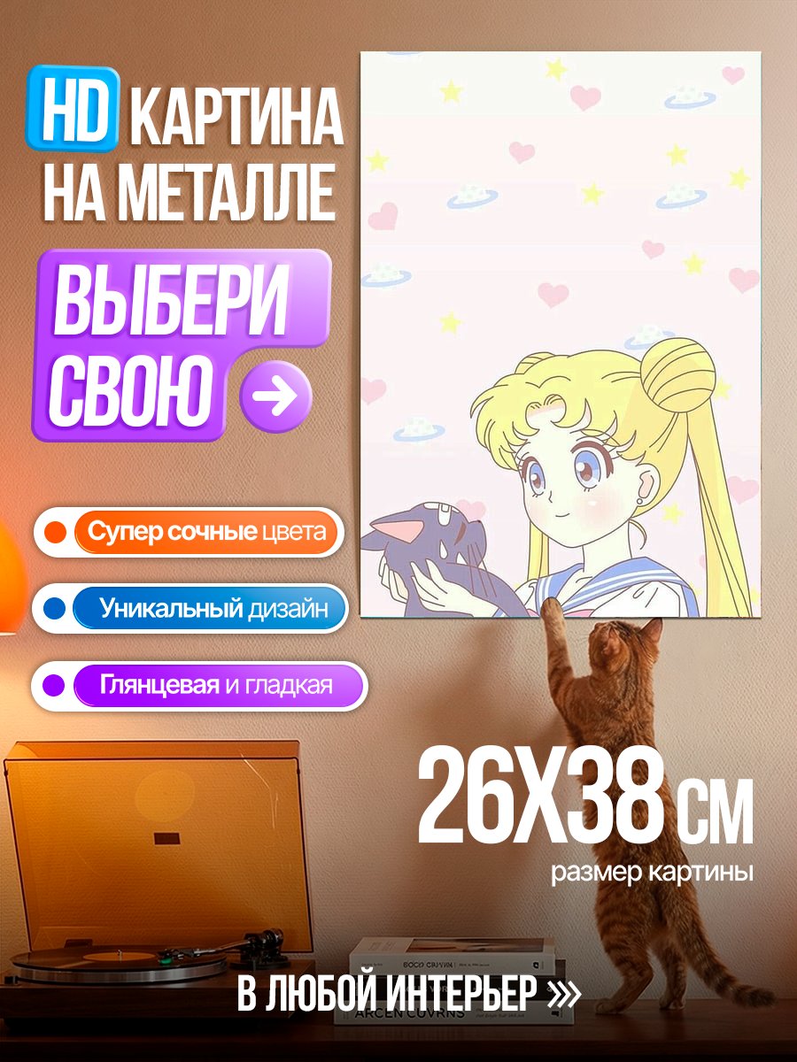 Картина на металле Сейлор Мун и Луна