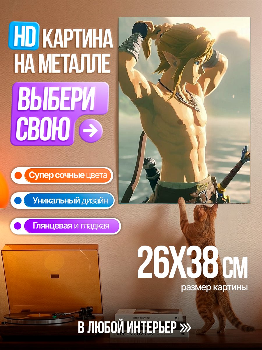 Картина на металле Линк из Зельды