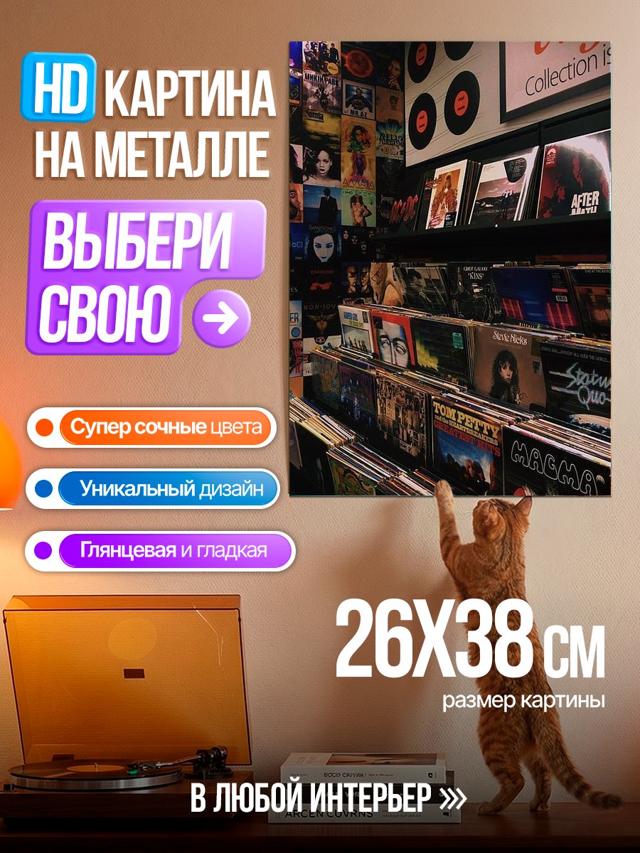 Картина на металле Магазин виниловых пластинок
