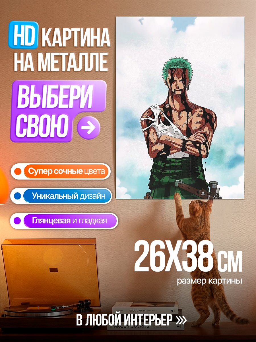 Картина на металле Зоро из Ван Пис