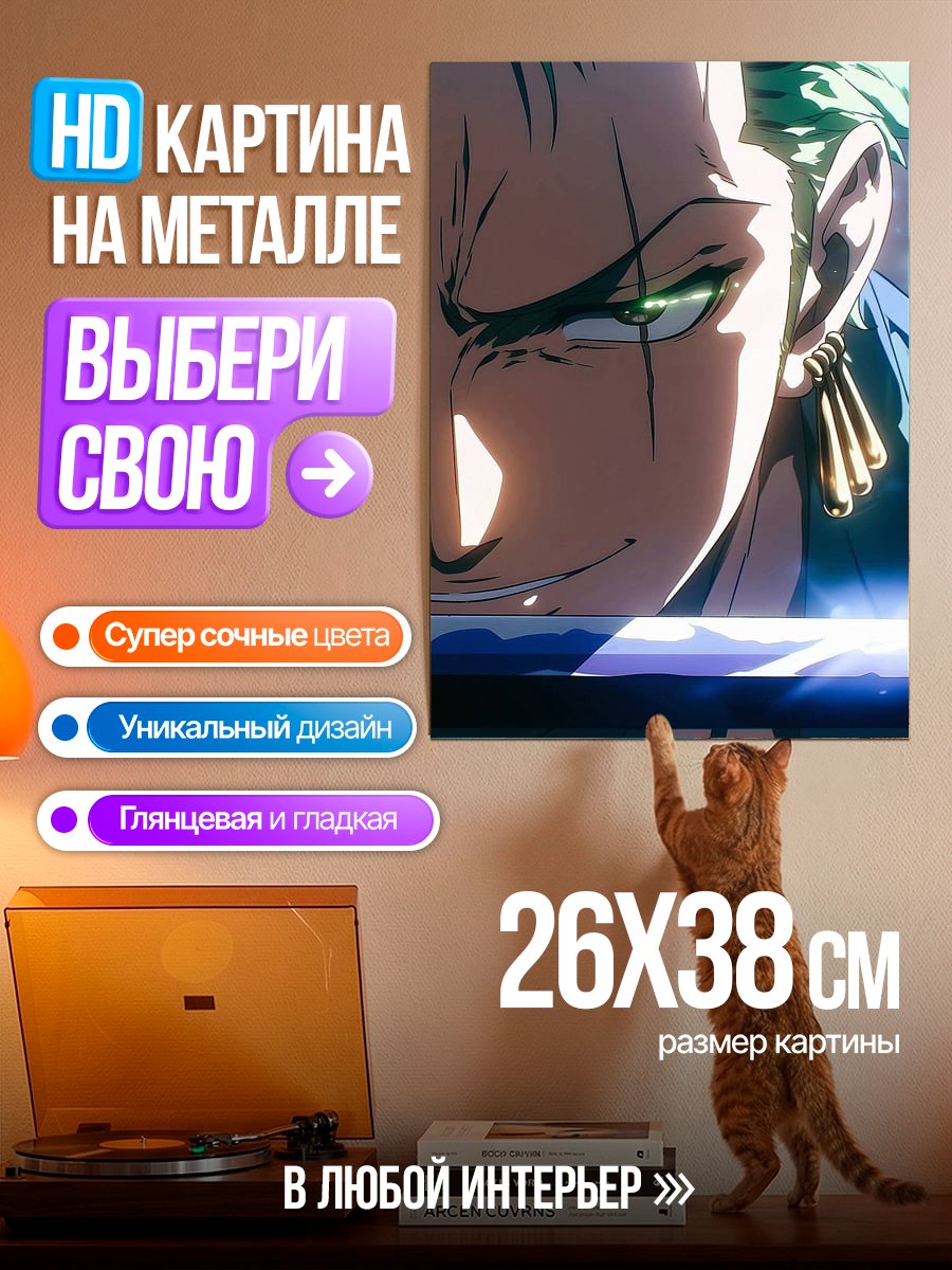 Картина на металле Зоро с мечом
