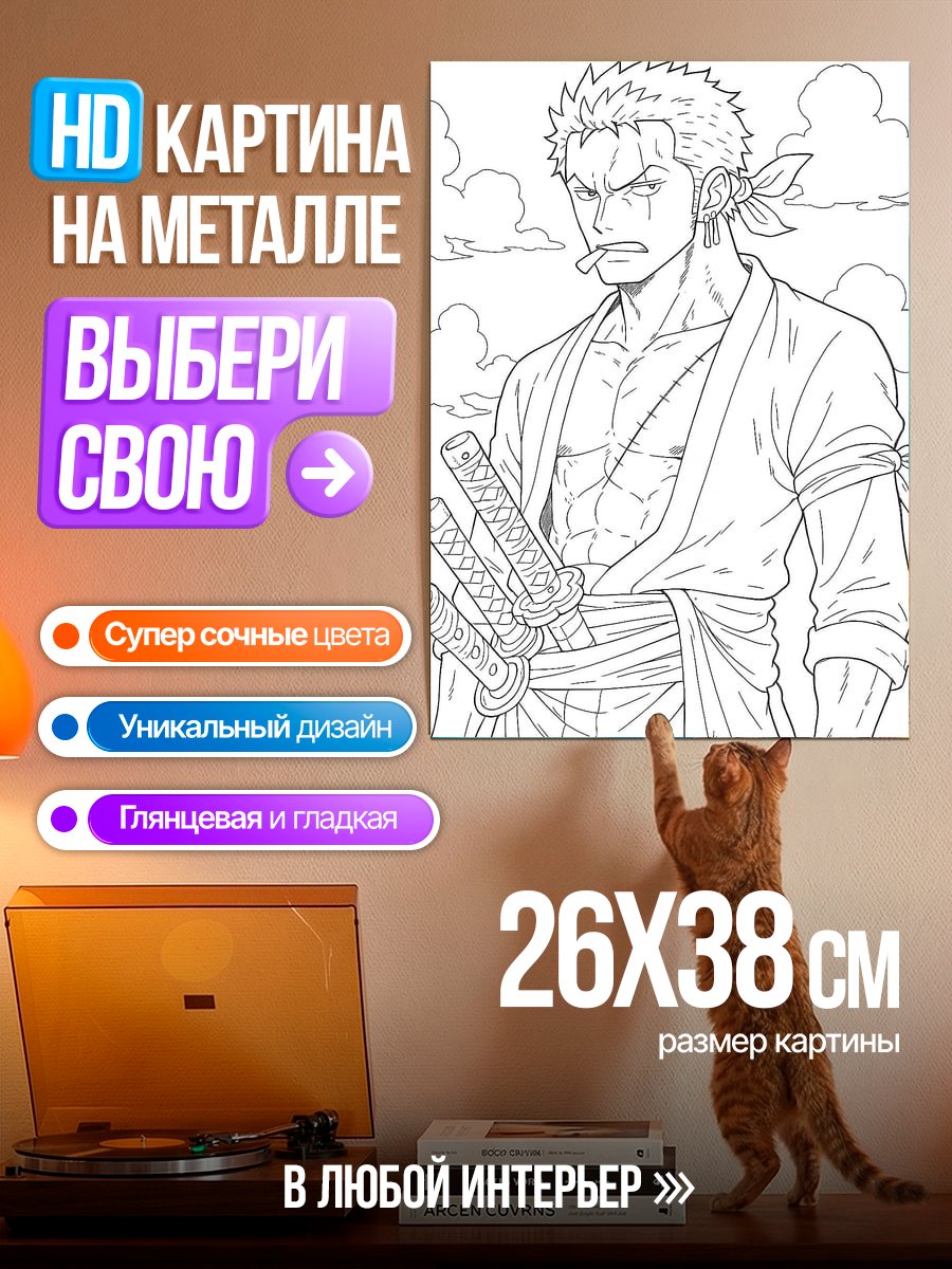 Картина на металле Зоро из Ван Пис