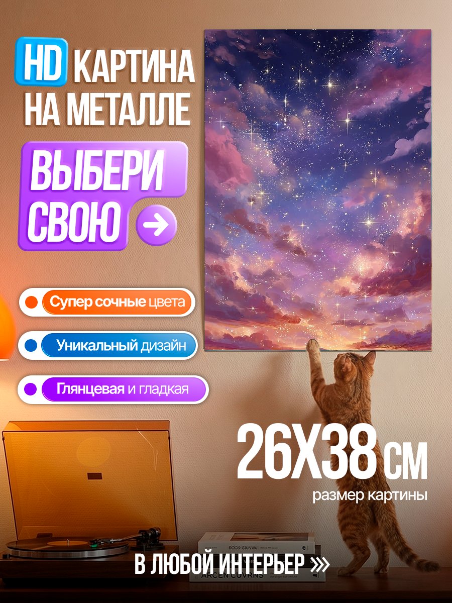 Картина на металле Звездное небо закат