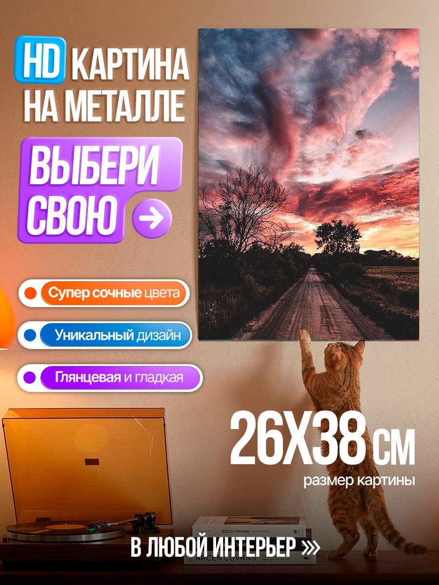 Картина на металле Дорога на закате