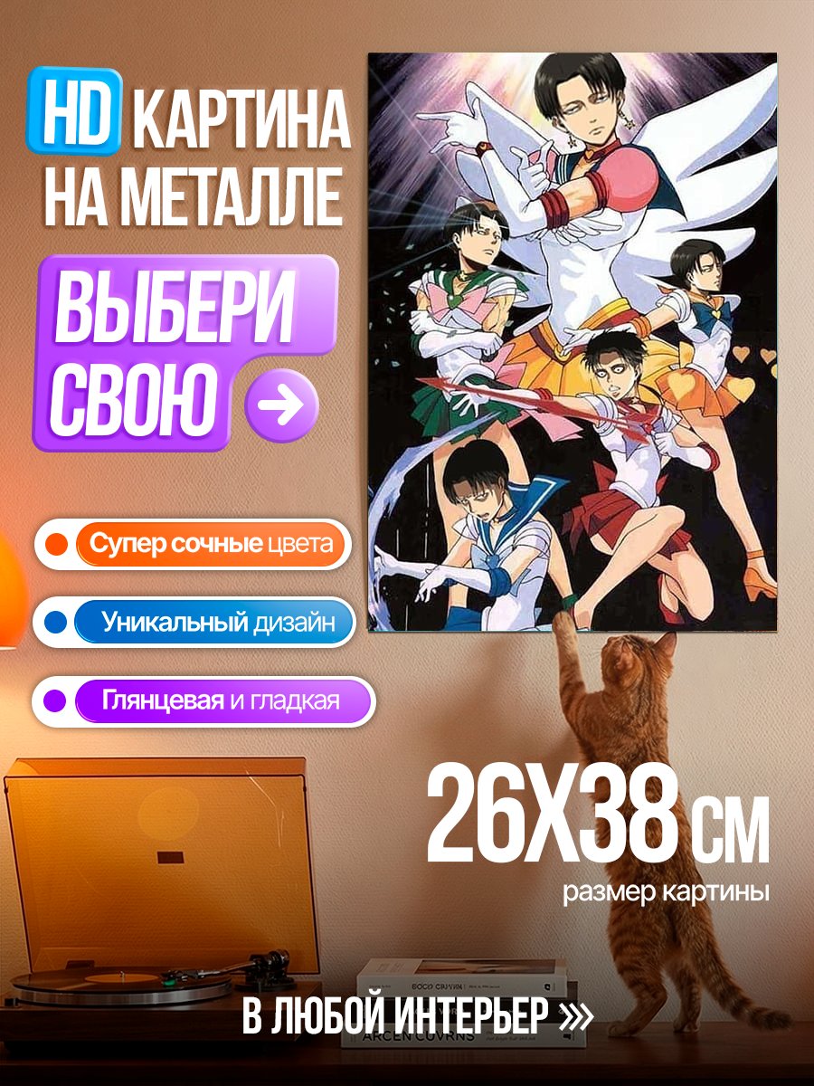 Картина на металле Леви в костюме Сейлор Мун