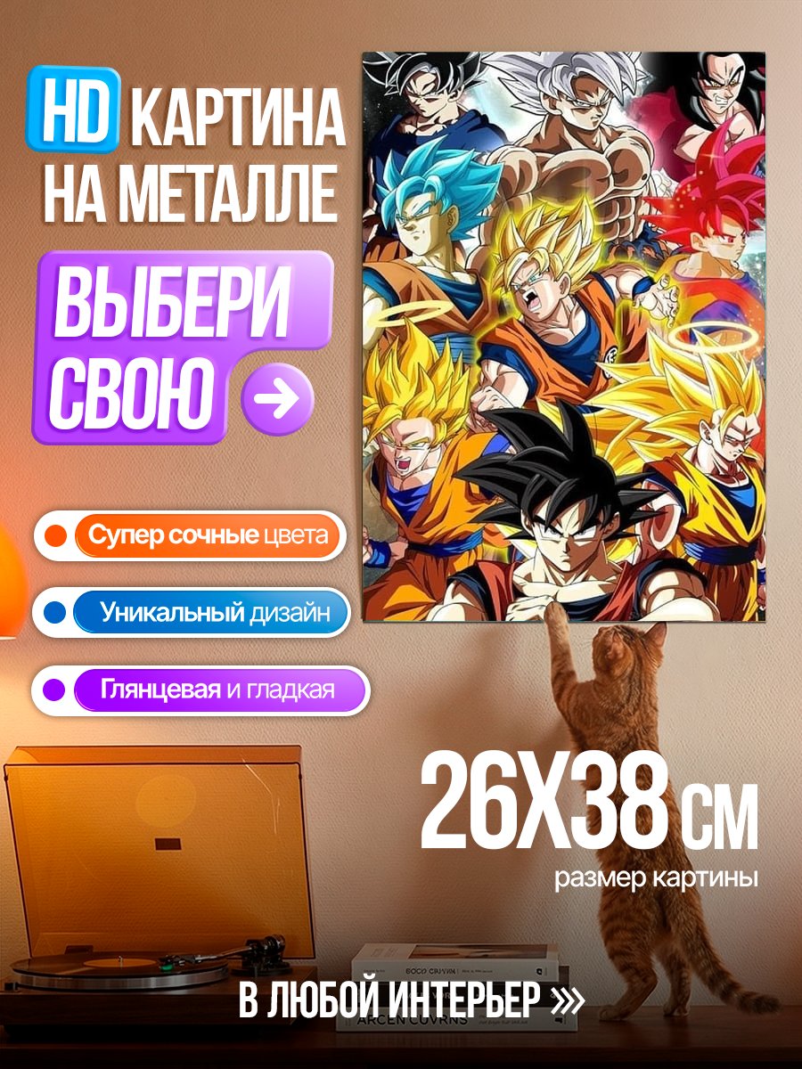 Картина на металле Все трансформации Гоку
