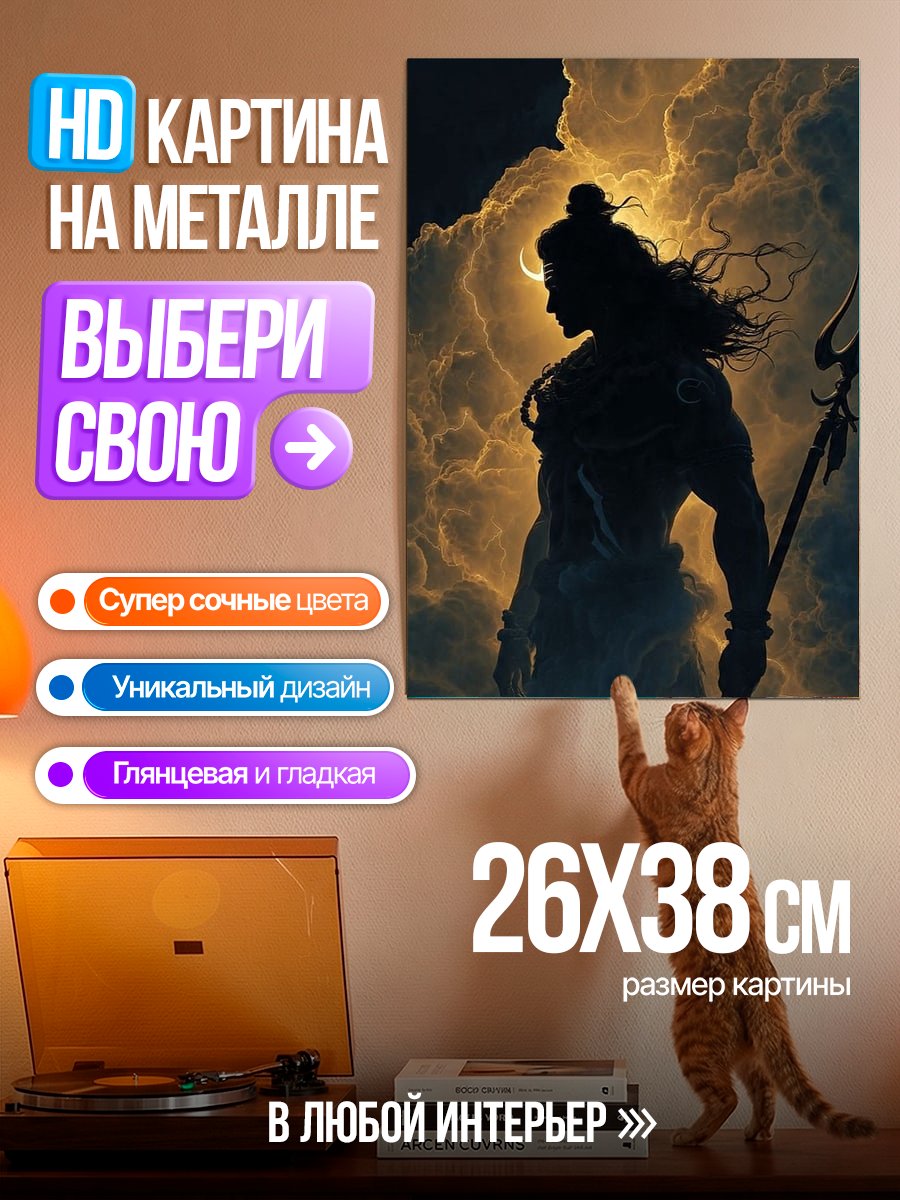 Картина на металле Силуэт Шивы