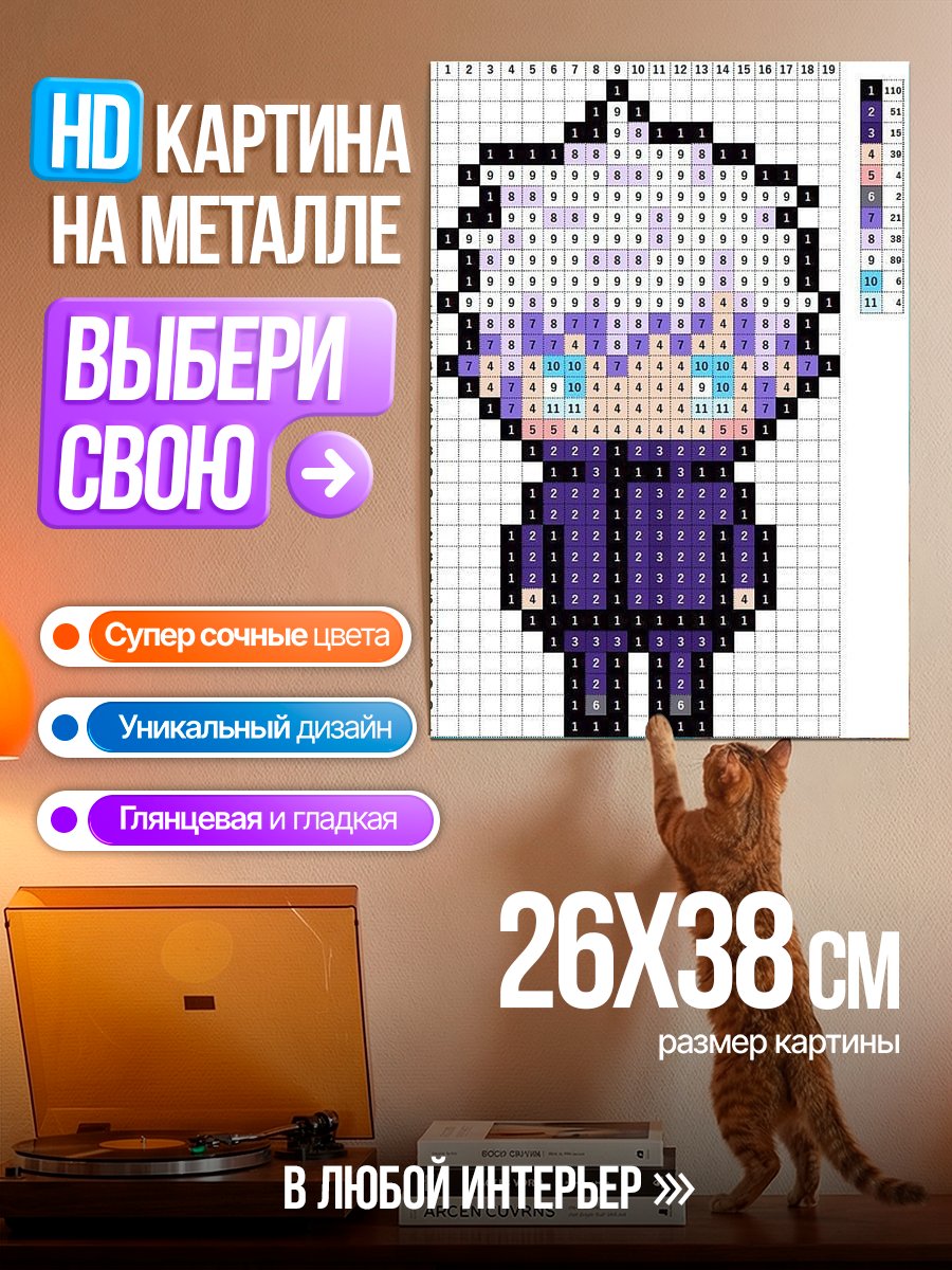 Картина на металле Пиксельный Годжо