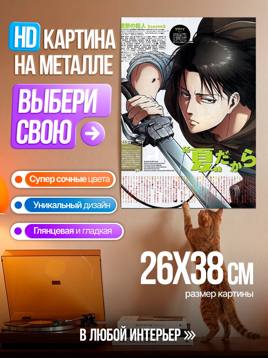 Картина на металле Леви Аккерман клинок