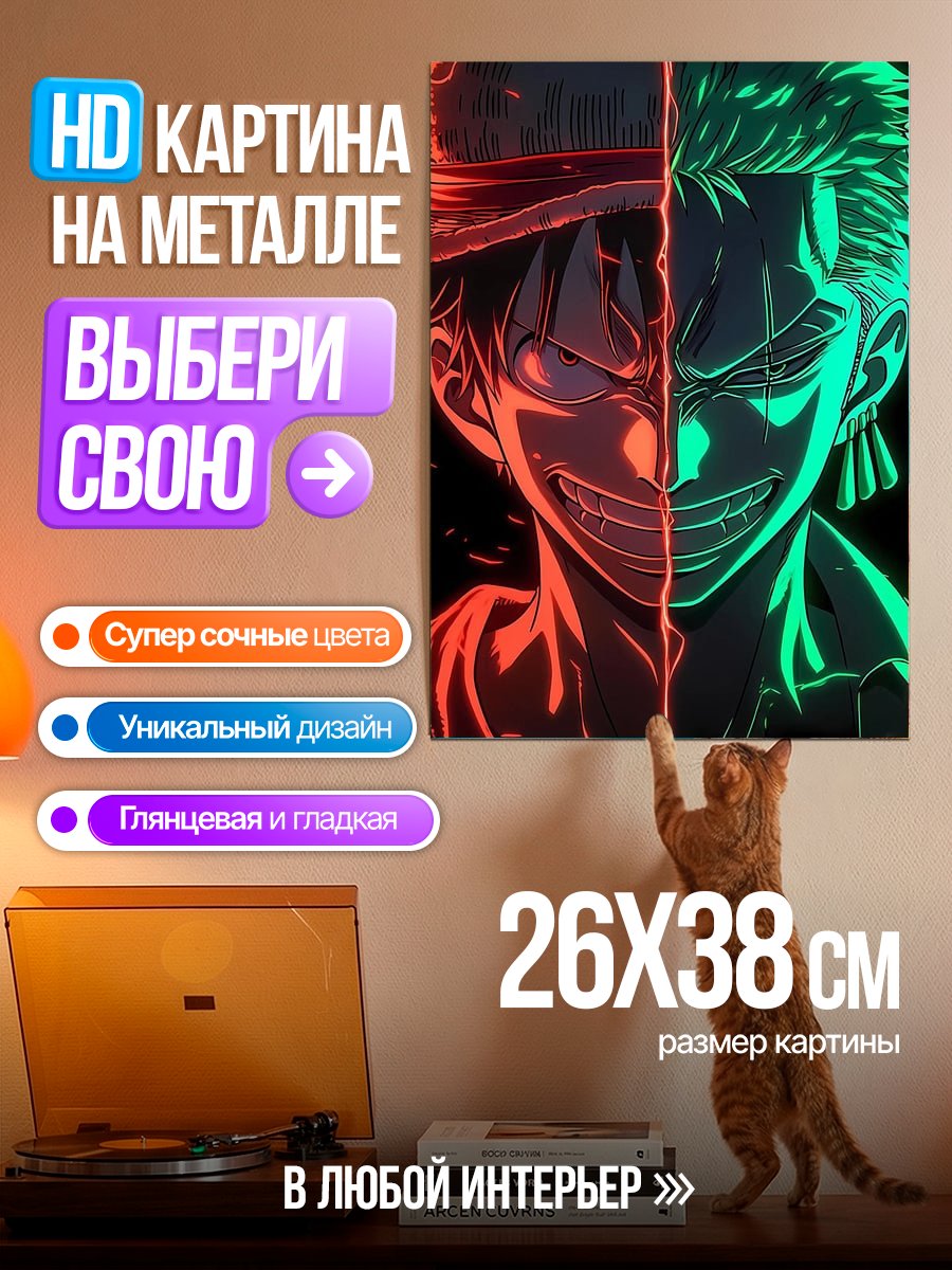 Картина на металле Луффи и Зоро