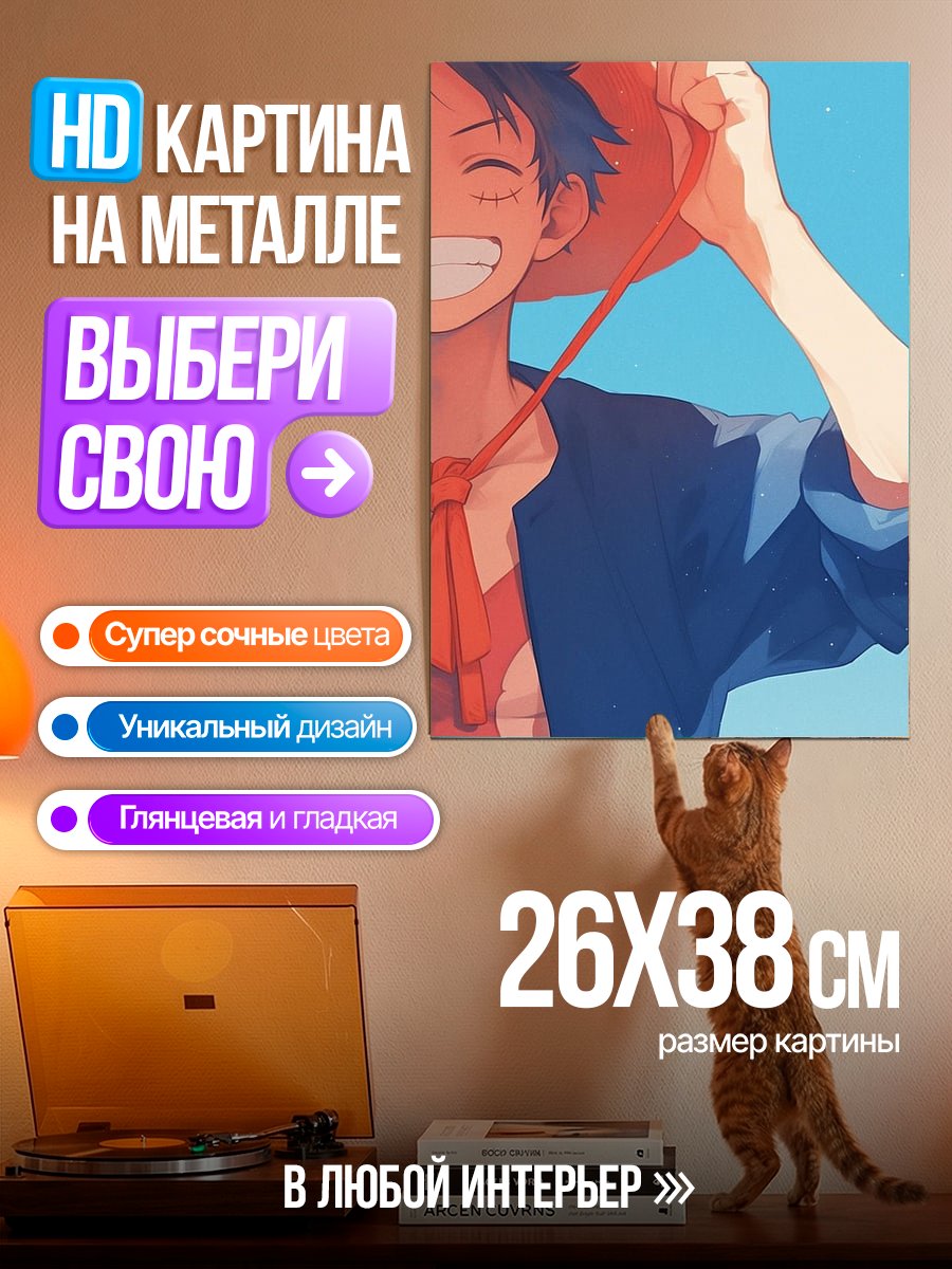 Картина на металле Монки Д. Луффи в шляпе
