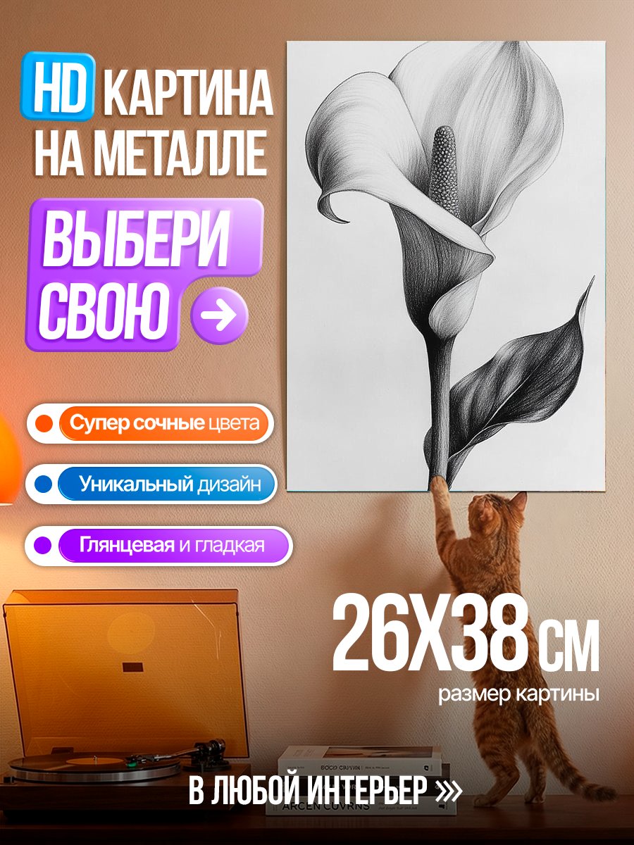 Картина на металле Цветок каллы