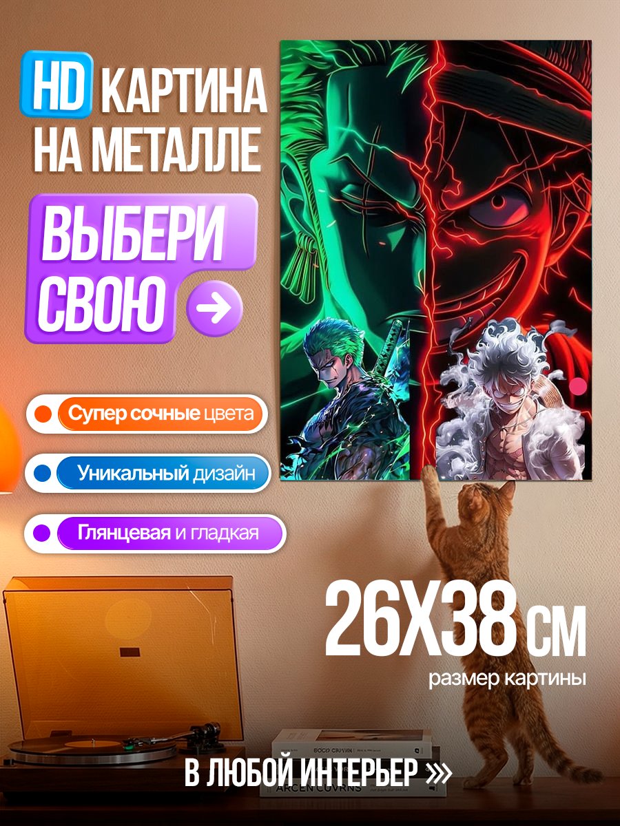 Картина на металле Зоро и Луффи