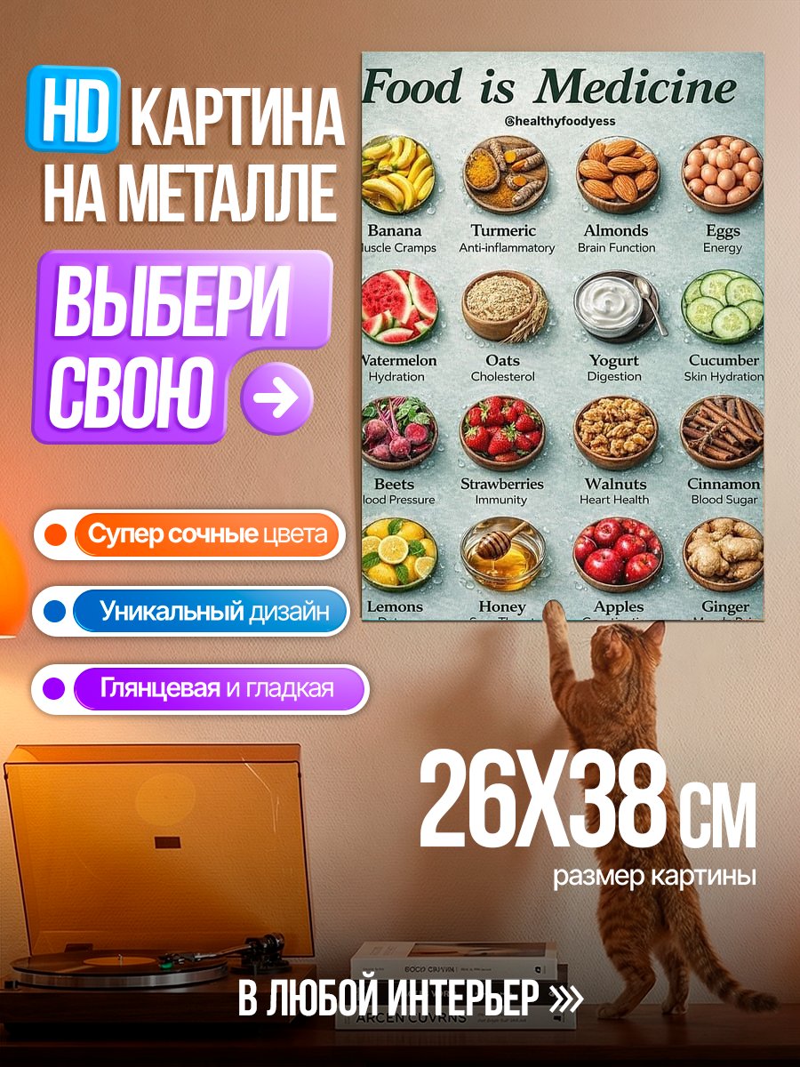 Картина на металле Еда как лекарство