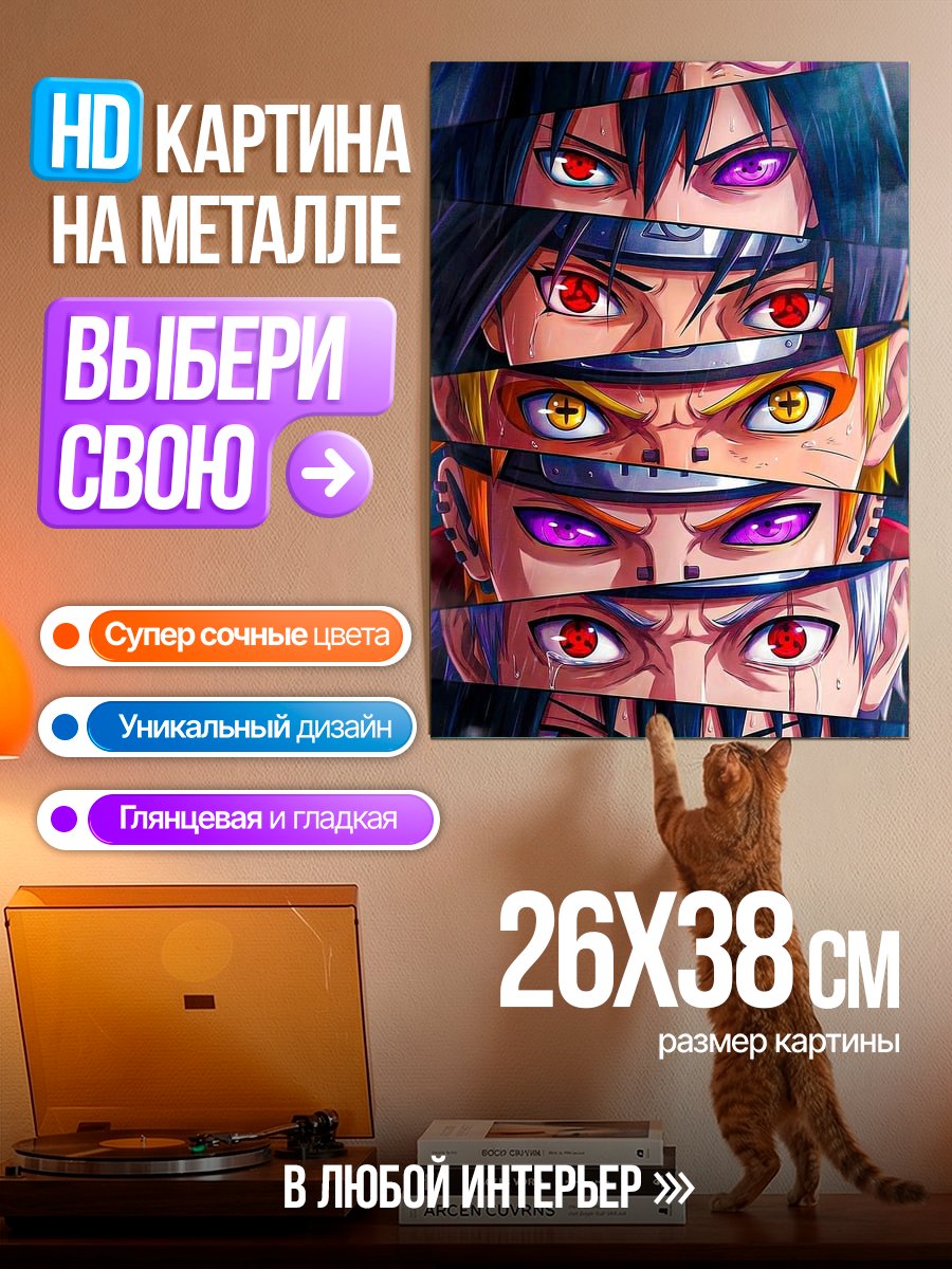 Картина на металле Глаза персонажей Наруто