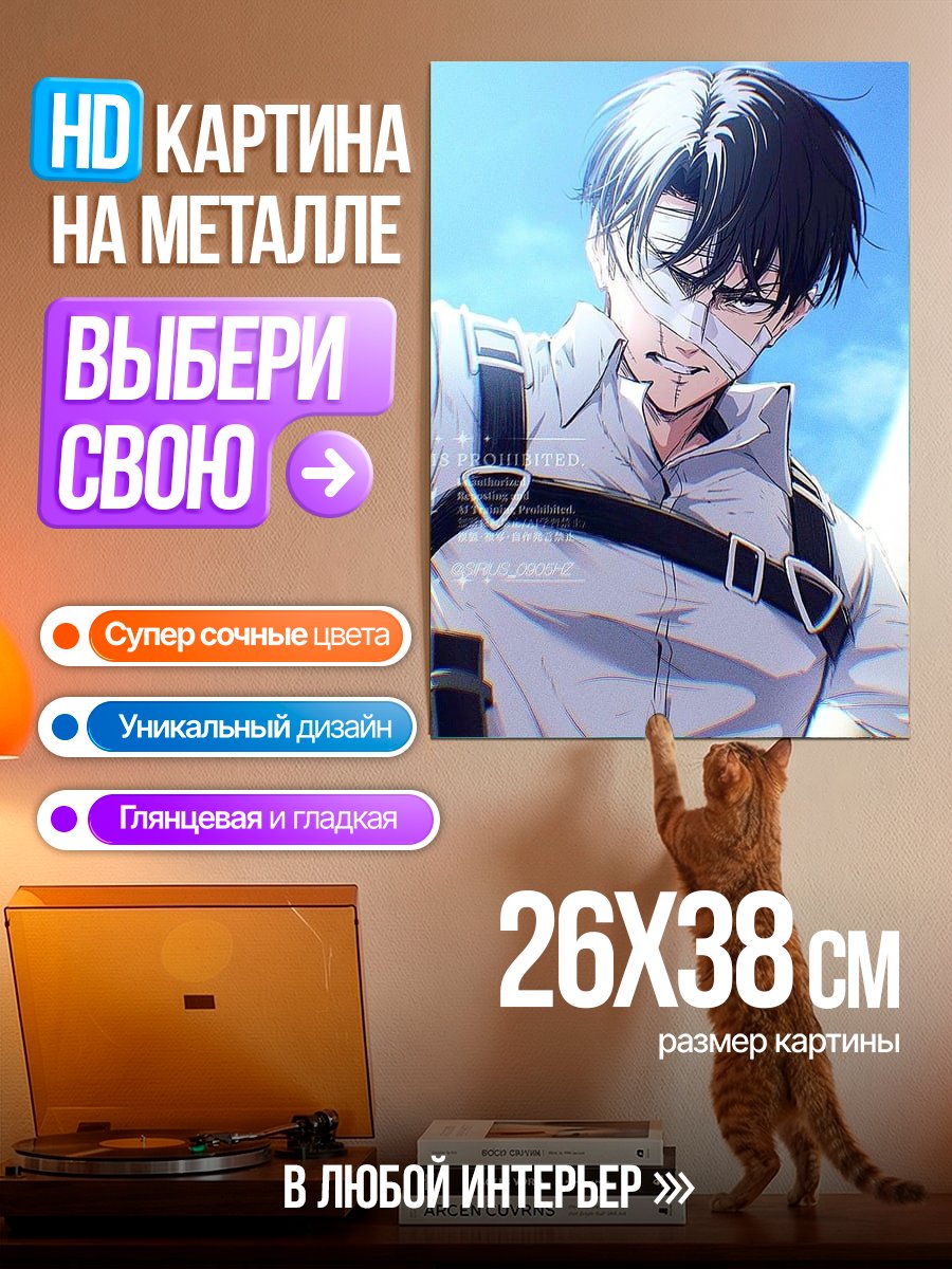 Картина на металле Леви Аккерман ранен