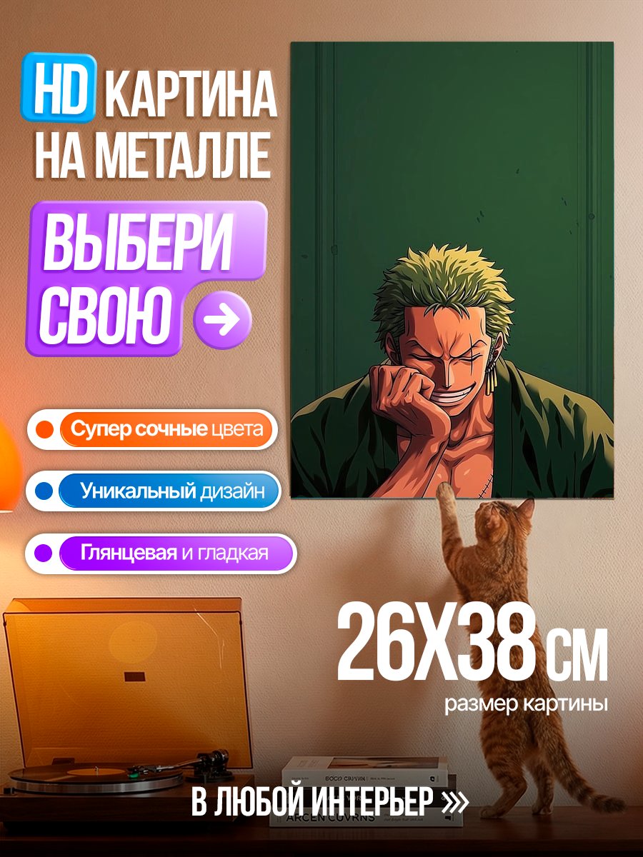 Картина на металле Зеленый взгляд Зоро