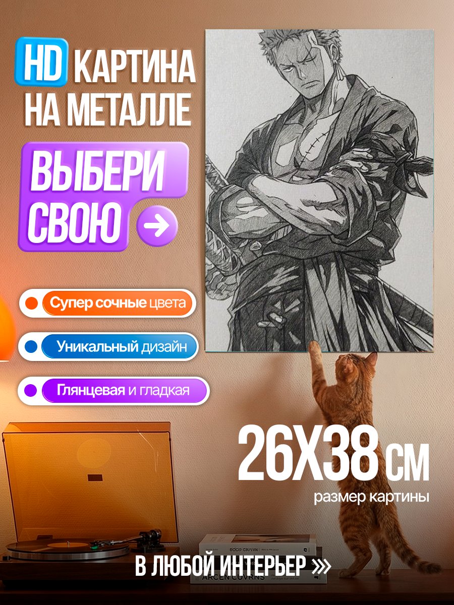 Картина на металле Зоро из Ван Пис