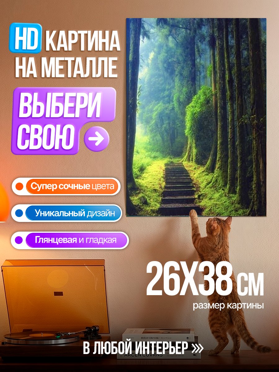 Картина на металле Лесная тропа к свету