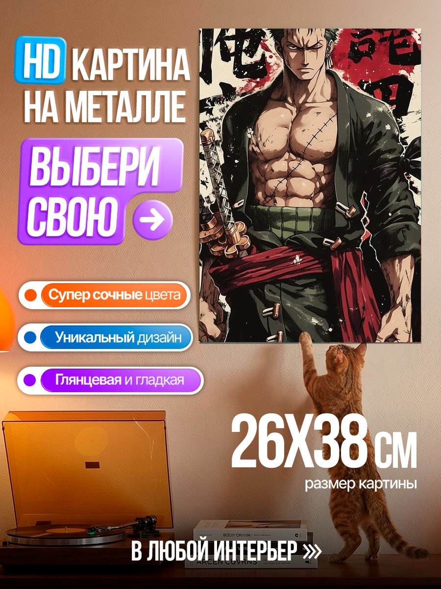 Картина на металле Зоро из Ван Пис